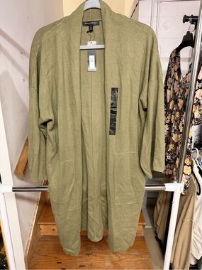 Banana Republic Olive Green Open-Front Long Cardigan